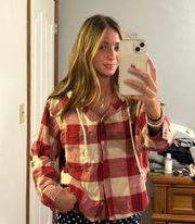 Cropped Hoodie Flannel