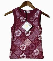 Daydreamer x Free People Hibiscus Shrunken Tank Plum NWT Small