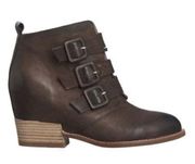 Antelope Brown Leather Hidden Wedge Ankle Booties Size 40