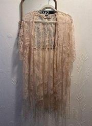 Off White Lace Shaw with tassels