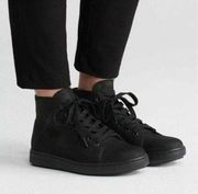 Eileen Fisher Game 2 Black Tumbled Nubuck Leather High Top Sneaker 7