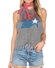 NWT Chaser USA graphic tie front top