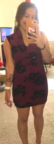 Maroon Floral Work Dress