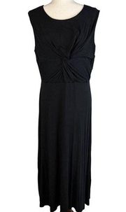 Suzanne Betro Womens Twist Front Maxi Dress XL Black Jersey Sleeveless