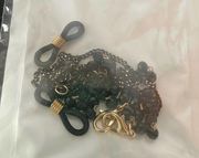 NWT black and gold beaded Sunglass or mask face lanyard