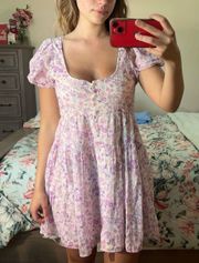 loveshackfancy floral purple mini dress