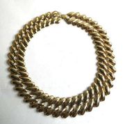 Gold Tone Vintage Low Profile Articulated Link Necklace Retro Career Cocktail