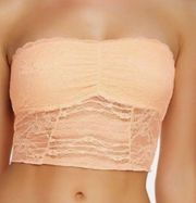 NWT Free People Intimately Galloon Lace Bandeau Bra - Peach Nectar - M