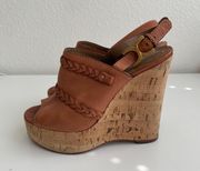 Braided Leather Cork Wedges