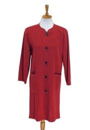 Exclusively Misook Long Knit Blazer Red Size S Minimalist Classic Quiet Luxury