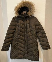 Kenneth Cole Women's Faux Fur Trim Hooded Down Puffer Coat (XL)