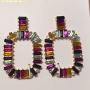 New Steve Madden Baguette Multi-color Crystal Earr