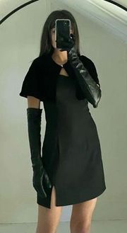 Vintage Y2K Solid Leather Elbow-Length Opera Gloves Black Size S $130