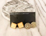 New York & Company Earrings Set Gold Toned Multicolor Stud Sophisticated Glam