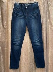 Vanilla Star dark washed/whiskered indigo skinny jeans, size 9 NWT