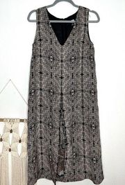 club Monaco romper dress batik print Lagenlook style one piece outfit black