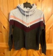 Betsey Johnson Performance Gray Color Block Hoodie Sweatshirt Size Small