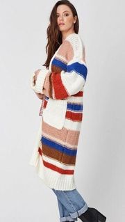 Lost and Wander Wide Stripe Chunky Knitted High Vista Duster Cardigan