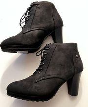 Size 10 black soft suede lace up sexy dressy high heel boots