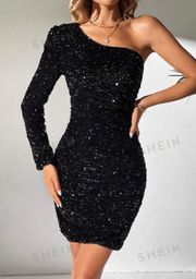 Homecoming Dress One Shoulder Black