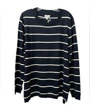 Market And Spruce Aubree Elbow Patch Sweater Blue White Stripes Size 2X NWT