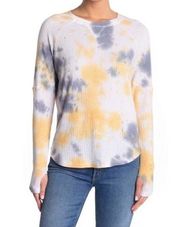 NWOT Sweet Romeo Storm Tie Dye Waffle Knit Thermal Top w Thumb Holes XS