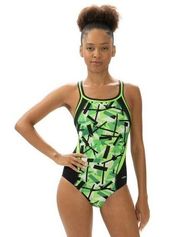 Dolfin Swimsuit Razor DBX Back Sz 32 (1 Year) Green Competition Swim 1 Piece