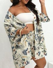 Two Piece Tropical Print Outfit