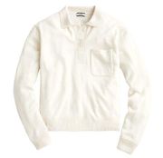 NWT J.Crew Cashmere Collared Sweater in Snow White Oversized Henley XL