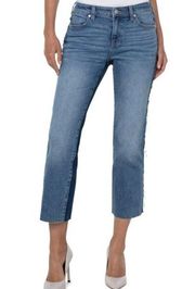 NWT Liverpool X Nordstrom  Kennedy Crop w Frayed Side Cut Hem Jeans