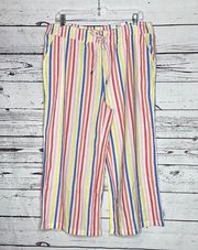 Style & Co NWT Size L Rainbow Stripe Smock Waistband Mid Rise Twill Ankle Pants