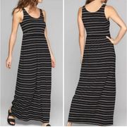 Women’s Classic Striped Sleeveless Maxi Dress Size Medium