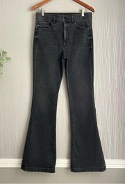 High Rise Flare Jeans Women's Size 10 Black Dark Wash Stretch Denim