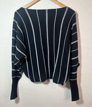 Magaschoni Dolman Sleeve Black & White Striped Sweater Size Medium