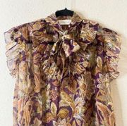 ZIMMERMANN Ladybeetle Ruffled Floral Blouse Top Silk Size 0