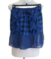 Tularosa Revolve Plaid Skirt Blue Size S Cottagecore Coastal Preppy Sheer Boho