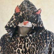 Nick & Nora Ladies Size Large Animal Print Cat Onsie with Hood