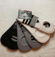 6 Pair  Women Superlite Super No Show Socks Black Gray White Sz 5-10