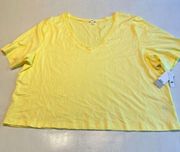 Bp Womens Short Sleeve V Neck Cropped T Shirt Yellow Size 1X‎
