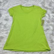 NEW  Women's Junior Size L Large Top V-Neck Bright Lime