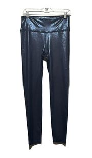 Metallic Blue Faux Leather High-Waist Legging/ Tight Pant 6 Long