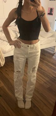 Ripped White Boyfriend Jeans