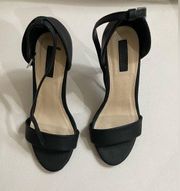 Forever 21  Black Open Toe 4.5” Heels Pumps Size 6.5