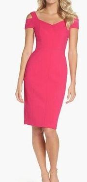 Eliza J Barbie Pink Cold Shoulder Crepe Sheath Dress‎