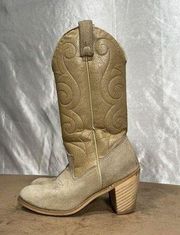 Vintage Acme Tan Suede Leather Cowgirl Boots USA Women’s Size 5.5 M