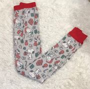 Peanuts Snoopy Christmas Pajama Pants Leggings Grey medium