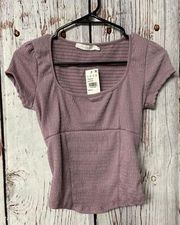 NWT Lush Ribbed Seam Detail Corset Cropped Top - Lavender / Size Small