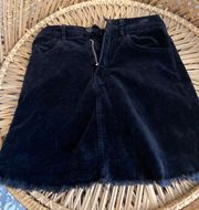 Black Fringe Jean Skirt