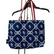 Estee Lauder Bag Blue White Market Tote Beach Bag Nautical Recycled Sz Large