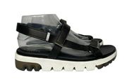 Womens Mia Luca Black White Sporty Chunky Platform Comfort Sandals Size 9.5